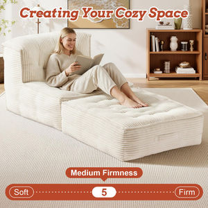 Nouvelles inventions chinoises 2026 : Canapé chaise longue contemporain en velours, une place, design peu encombrant, emballage compressé, MOQ 1 pièce - Product Image 2