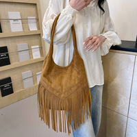 Nouvelle mode, sacs à main besace à franges pour femmes, sacs fourre-tout vintage en cuir suédé pour femmes