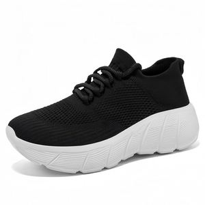 Zapatillas deportivas de malla, multicolor, transpirables, con cordones, informales, con suela gruesa, que aumentan la altura, cómodas - Product Image 6