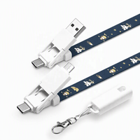 Cordon de charge par sublimation 6-en-1 en gros, USB vers Type-C, Micro, 8 broches, PD 60W, charge rapide, logo personnalisé, tour de cou, porte-carte d'identité