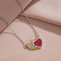 Collier pendentif double cœur vierge personnalisable par gravure laser, en acier inoxydable miroir plaqué or 18K PVD, étanche, en stock