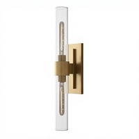 Applique murale en cuivre massif de style moderne, lampe murale cylindrique en verre de luxe pour chambre d'hôtel