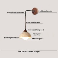 Lampe suspendue de chevet de style japonais Wabi-sabi en travertin jaune, lampe murale créative de style crème vintage du milieu du siècle