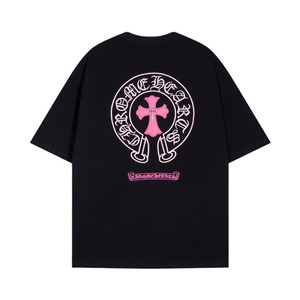 Gao Ke Heavy Chrome Heart 26 New Crochor Brand European <strong>American</strong> High Street Short Sleeve Cotton <strong>Men's</strong> Women's Letter Shirts - Product Image 5