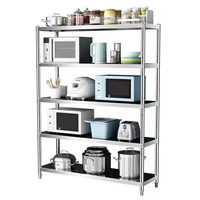 Estante de almacenamiento de acero inoxidable, estantería de cocina doméstica de varias capas, estantería de almacenamiento multifuncional, estantería de almacenamiento de pie.