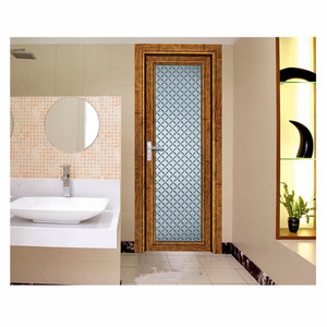 Impreso de transferencia de aluminio de grano de madera de Casa puerta principal único templado de vidrio de puerta abatible - Product Image 5