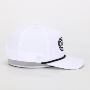 Gorra de béisbol unisex personalizada de 5 paneles, semirrígida, de poliéster suave, estilo urbano, con logo bordado y cuerda, característica de tela común. - Product Image 4