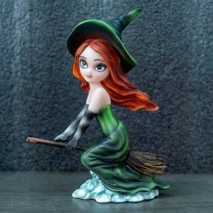 Estatua de Resina <span class=keywords><strong>Pintada</strong></span> a Mano de una Bruja con Escoba, Estilo Ángel, Decoración de Halloween para el Hogar, Figura con Detalles Finos - Product Image 5