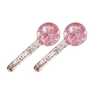 Globo de hielo Rosa transparente, masajeador facial con brillos, logotipo personalizado, fabricante, entrega rápida - Product Image 3