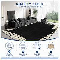 Tapis de salon noir de luxe neuf, premium, sans lavage, essuyable, pour canapé, table basse, chambre à coucher, résistant aux taches