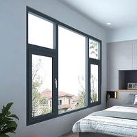 Ventanas Modernas de Triple Vidrio Abatibles, Insonorizadas, con Marco de Aleación de Aluminio Térmico, Barra de Seguridad, para Cocina, Villa, Hotel, Apartamento