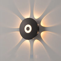 Projecteur moderne IP65 6W+2W, angle de faisceau : 360° °   Lampe murale LED extérieure en alliage d'aluminium pour chambre d'hôtel intérieure