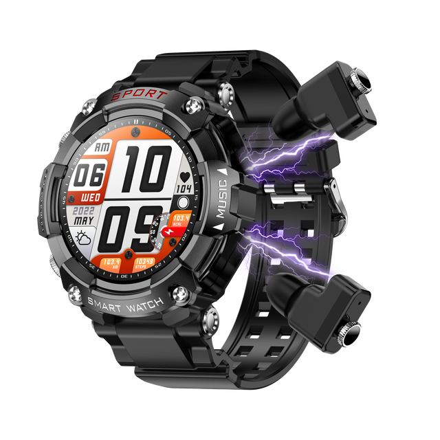 High Quality FitCloudPro T96 Smartwatch Earbuds IP67 Waterproof Wireless Headphones BT Call Music Dial Call Reminder Function