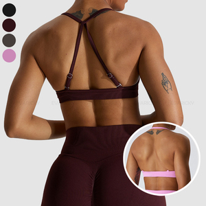 Neues Design Schlichtes Yoga-Top Damenkleidung Großhandel Sexy Fitness-Bekleidung Modisches Crop-Top Gym Workout Lauf-Sport-BH - Product Image 1