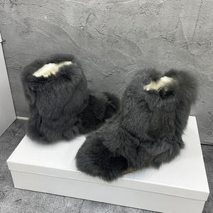 Custom Dames Winter Pluizig Bont Laarzen Vrouw Warme Snowboots Luxe Schoenen Vossenbont Sneeuwschoen Winterschoen - Product Image 5