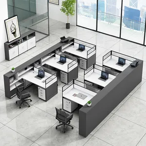 Moderne Kantoorcabines Werkstation Bureau Kantoormeubilair 2 Persoons Personeel Bureau Houten Werkstation