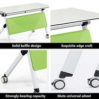 Grande table de conférence mobile à toit rabattable avec base en acier robuste personnalisée et roulettes pour bureau et salle de réunion