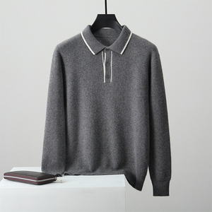 GUOOU Lapel Cashmere Inside Out Wearing Cashmere <strong>Polo</strong> 2023 New Jersey Men 100% Pure Cashmere Sweater - Product Image 6