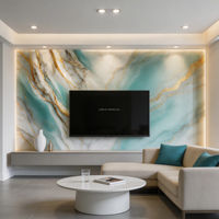 Panneau mural intérieur en PVC effet marbre, surface lisse, 1220x2800mm, Rosso Levanto, résistant au feu, pour salon, hall, hôtel, hall d'entrée