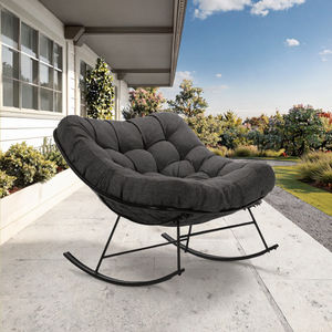 Fauteuil à bascule moderne en métal pour extérieur, style ferme, avec coussin épais de 7 pouces - Product Image 3