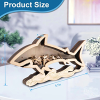 Support de présentation en bois pour dents de requin, artisanat en bois, boîte de rangement pour fossiles faite à la main, décoration sur le thème des requins de plage, cadeau pour collectionneurs