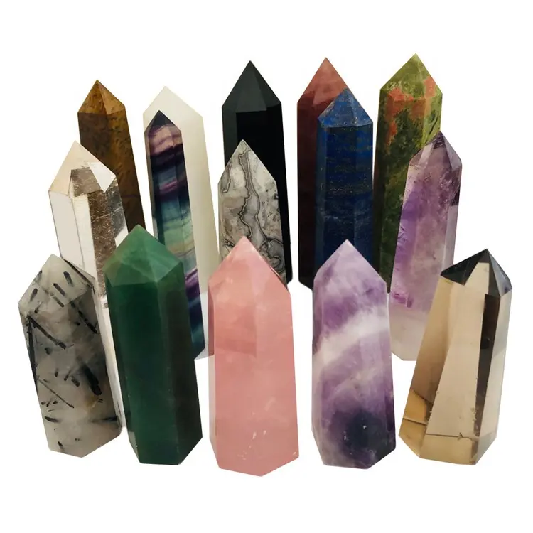 Natural Healing Stones Amethyst Rock Rose Quartz Clear Crystal Wand Points