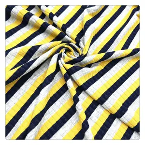 260Gsm 8*4 Wide Ribbed Stripe Fabric Polyester Spandex Rayon Blend Yarn Dyed Striped Rib Fabric For Garment