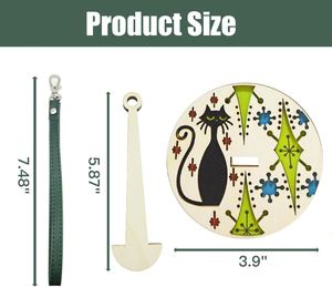 Support de fil portable en bois avec sangle de poignet et clip en cuir pour boule de fil, accessoire de couture très demandé pour le rangement du fil de tricot - Product Image 3