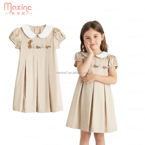 Boutique Sister <span class=keywords><strong>Series</strong></span> Niñas Ropa Pascua Hermano Tema Diseño Conejo Bordado Vestido Niñas Vestidos - Product Image 3