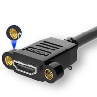 Câble vidéo haute vitesse 90 degrés mâle-femelle 1.4v 2.0v 4K 30Hz/60Hz avec panneau de fixation à vis en PVC pour ordinateur et microphone