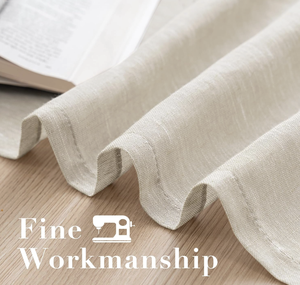 सफेद लिनन अर्ध-पर्दे 84 "लंबी रॉड जेब बैक टैब लाइट ऊर्ध्वाधर स्लाइडिंग ग्लास दरवाजे लिविंग रूम 52" w सेट 2 - Product Image 6