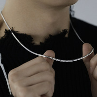 Collier en bambou de chaîne cubaine en argent sterling S925 pour couples d'hommes et de femmes