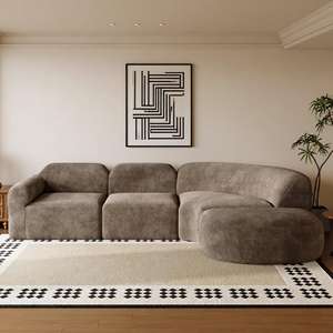 <span class=keywords><strong>Canapé</strong></span> modulable incurvé OEM avec ottoman, ensemble 4 pièces, éponge compressée haute densité, entièrement assemblé pour salon et salle de séjour - Product Image 1