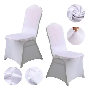 Barato branco dobrável cadeira tampa Natal jantar casamento eventos banquete decoração spandex poliéster cadeira cobre
