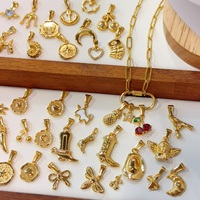Bijoux sans ternissement Construisez votre propre collier soleil corail nœud papillon pâtes breloque minuscule or tortue hippocampe étoile de mer conque coquille pendentif