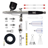 Aérographe externe réglable HD-131 avec buses de 0,2 mm et 0,5 mm, alimentation par gravité, double action, kit de pulvérisation pour travaux artistiques