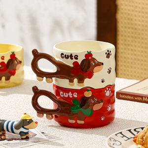 Cute Dachshund Dog Mug Stacking <b>Ceramic</b> Coffee <b>Cup</b> - Product Image 5