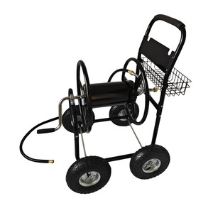 Chariot porte-tuyau d'arrosage CJ Garden 940x605x945mm en métal avec panier pour arrosage et lavage de voiture - Product Image 4