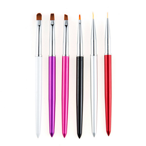 Metal Handle Nylon Nail Art Brush Set Liner Flat Petite Shape Aluminum Ferrule Brushes for Gel Manicure - Product Image 5