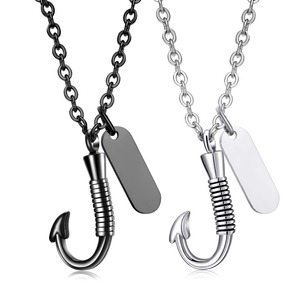 Collar de cremación de acero inoxidable con forma de anzuelo de pesca para cenizas, joyería urna con colgante conmemorativo, recuerdo para hombres - Product Image 4