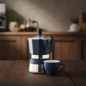 Cafetera de Aluminio 3 Tazas MYMOKA INDUCTION Azul Terciopelo y Cromo 02CF164 - Product Image 3