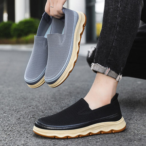 Chaussures de mode pour hommes, nouvelle collection transfrontalière, grandes tailles, à enfiler, respirantes, légères, à semelle épaisse en caoutchouc, en maille, toutes saisons - Product Image 2