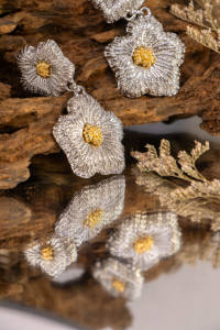 ต่างหูห่วงลายดอกพุดข้ามพรมแดน ดีไซน์ทันสมัย ทำจากโลหะผสมทองแดง ดีไซน์ดอกไม้เดี่ยวและคู่ สไตล์โบฮีเมียน ชุบเงิน - Product Image 6