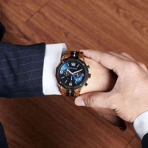 Vente en gros montre à quartz classique en bois personnalisable bracelet lumineux en acier inoxydable mouvement japonais concevez votre propre style unique - Product Image 3