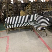 Chaises longues en rotin commerciales pas chères, chaise en aluminium, canapé de café, imperméable, style français, pour toutes les saisons, pour restaurant, boutique, bar