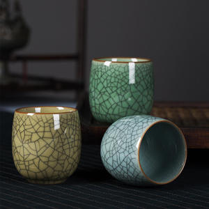 Kreative Keramik-Teetasse mit Eisriss-Glasur in 6 Farben Persönliches Gongfu-Tee-Set für Zuhause und Büro Geschenk Handgefertigte Trinktasse - Product Image 2