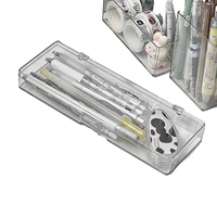 Boîte de rangement de bureau créative en plastique PS transparent à usage scolaire Trousse à crayons transparente créative