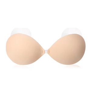 Soutien-gorge adhésif invisible <span class=keywords><strong>push</strong></span>-<span class=keywords><strong>up</strong></span> 3/4 en polyester uni <span class=keywords><strong>sans</strong></span> <span class=keywords><strong>armatures</strong></span> pour l'été, avec couvre-tétons et fermeture avant - Product Image 4