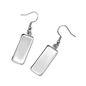 Base de boucles d'oreilles rectangulaire en acier inoxydable, pour la fabrication de boucles d'oreilles, accessoires de bijoux DIY H1114 - Product Image 3