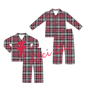 2025 nouveautés deux arcs Buffalo <span class=keywords><strong>Tartan</strong></span> pyjamas de noël enfants personnalisé coton pyjamas ensemble hiver et automne enfants pyjamas - Product Image 2